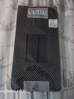 Vintage Cette Panty Fancy Black Pantyhose S/M 129 BEF NOS Fashion Tights